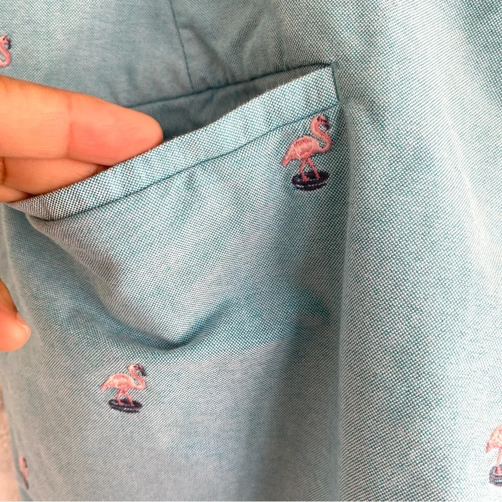 J. Crew Men’s Shorts Chino Flamingo Light Blue Turquoise Embroidered 40 Preppy